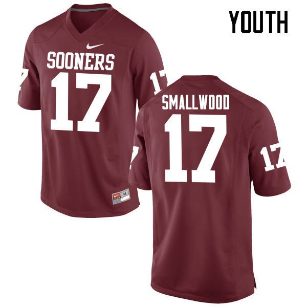 Youth Oklahoma Sooners #17 Jordan Smallwood College Football Jerseys Game-Crimson